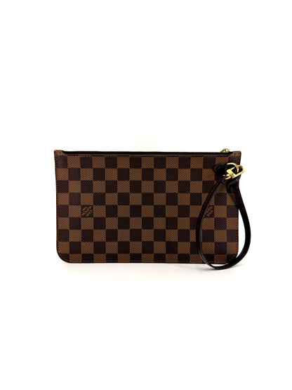 Pre-Owned Louis Vuitton Neverfull Damier Ebene Wristlet/Pouch
