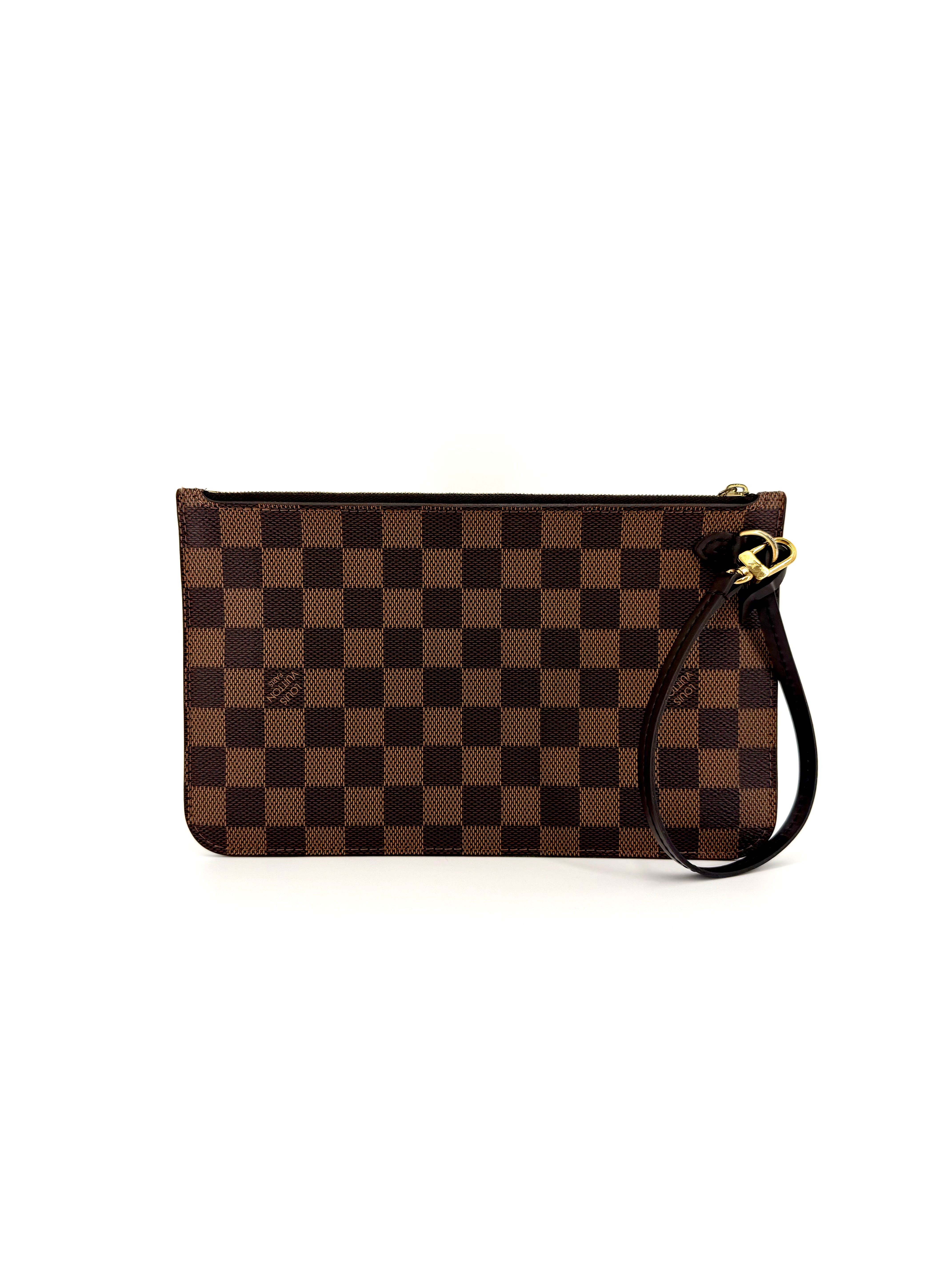 Pre-Owned Louis Vuitton Neverfull Damier Ebene Wristlet/Pouch