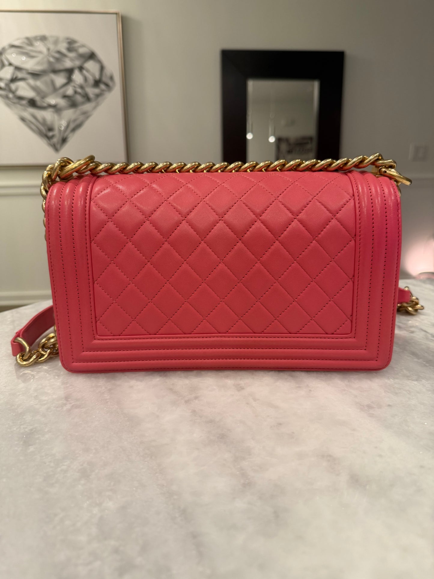 Chanel Pink Medium Boy Bag with Gold Hardware