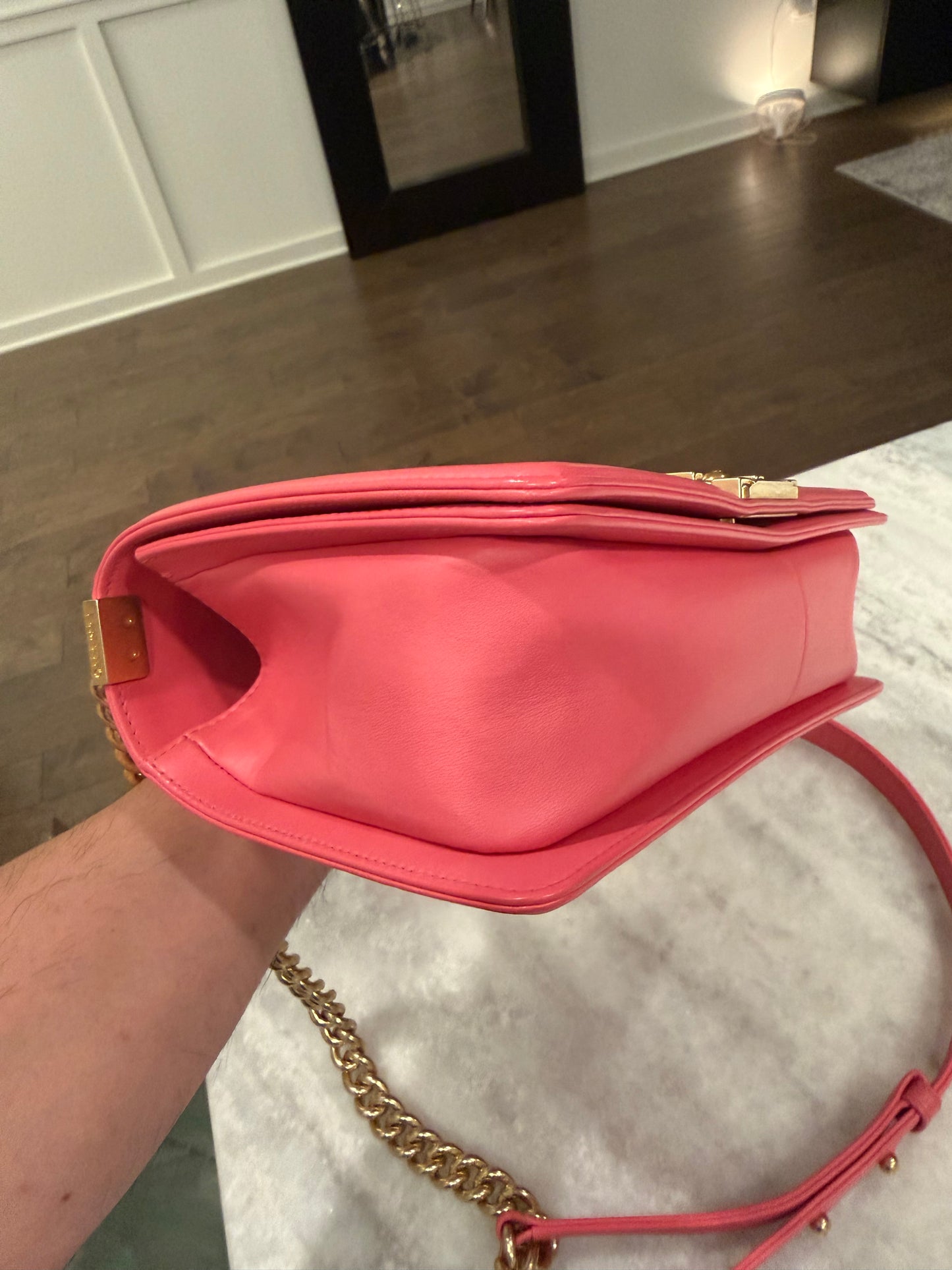 Chanel Pink Medium Boy Bag with Gold Hardware