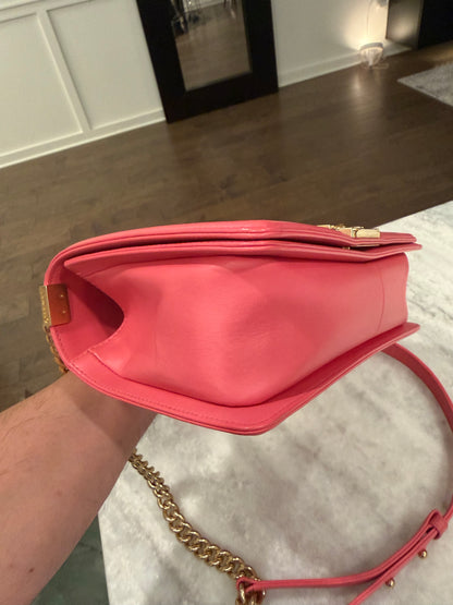 Chanel Pink Medium Boy Bag with Gold Hardware