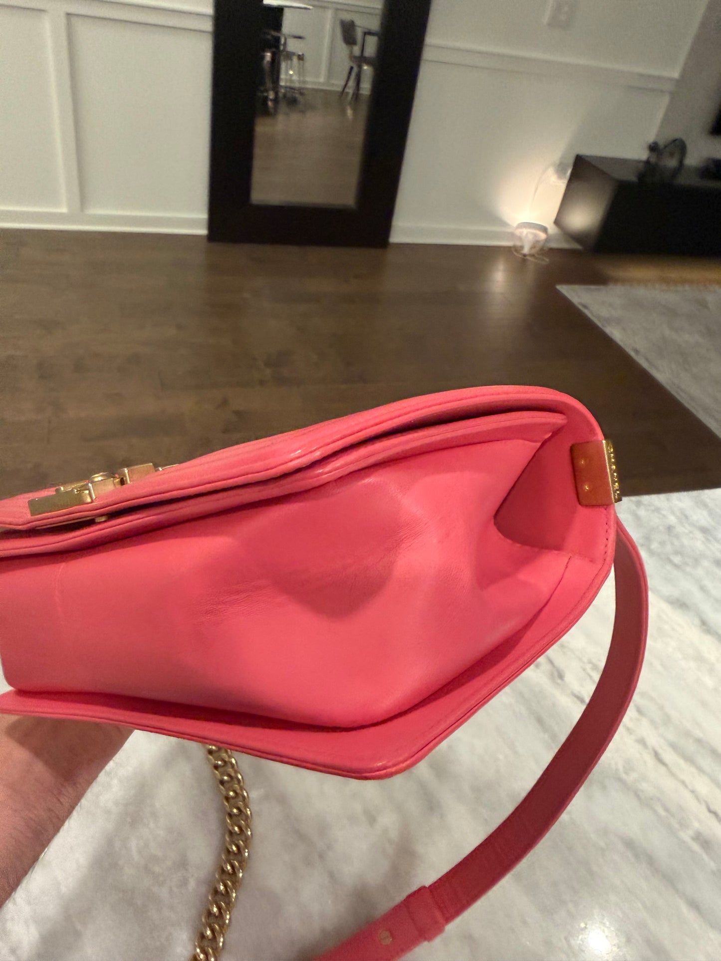 Chanel Pink Medium Boy Bag with Gold Hardware