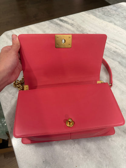 Chanel Pink Medium Boy Bag with Gold Hardware