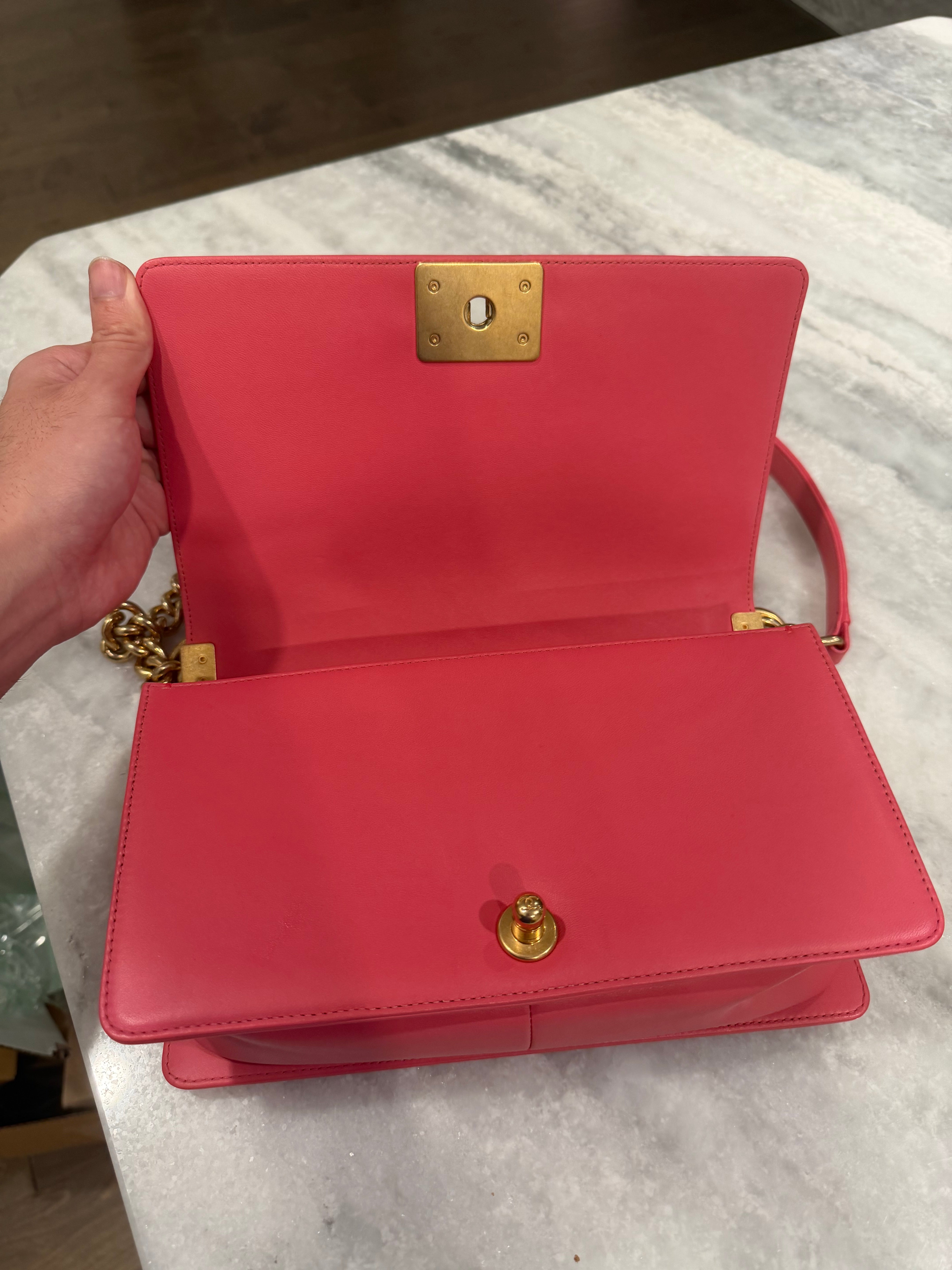 Chanel Pink Medium Boy Bag with Gold Hardware