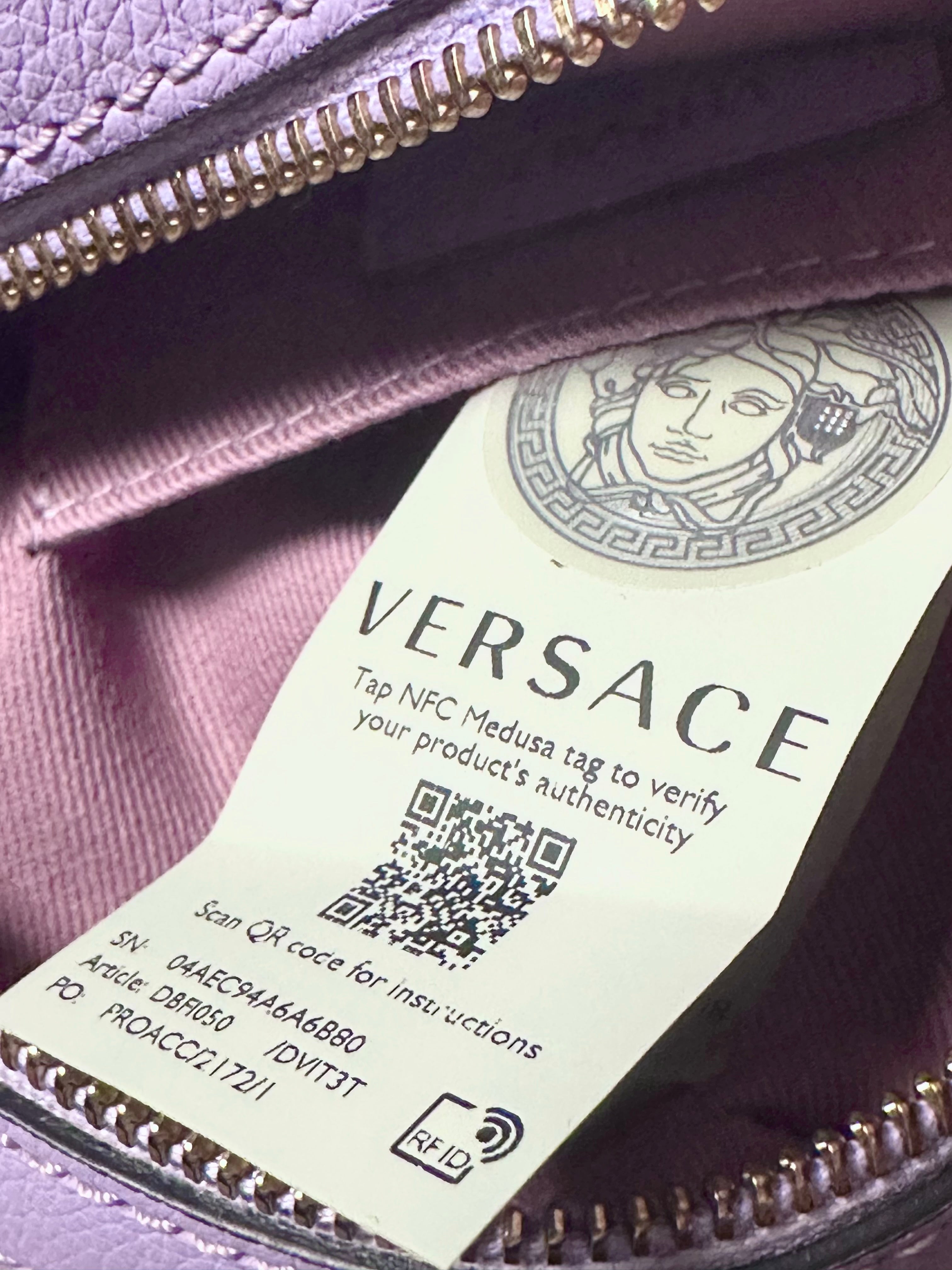 Versace Medusa Leather Lilac RoundCrossbody Bag