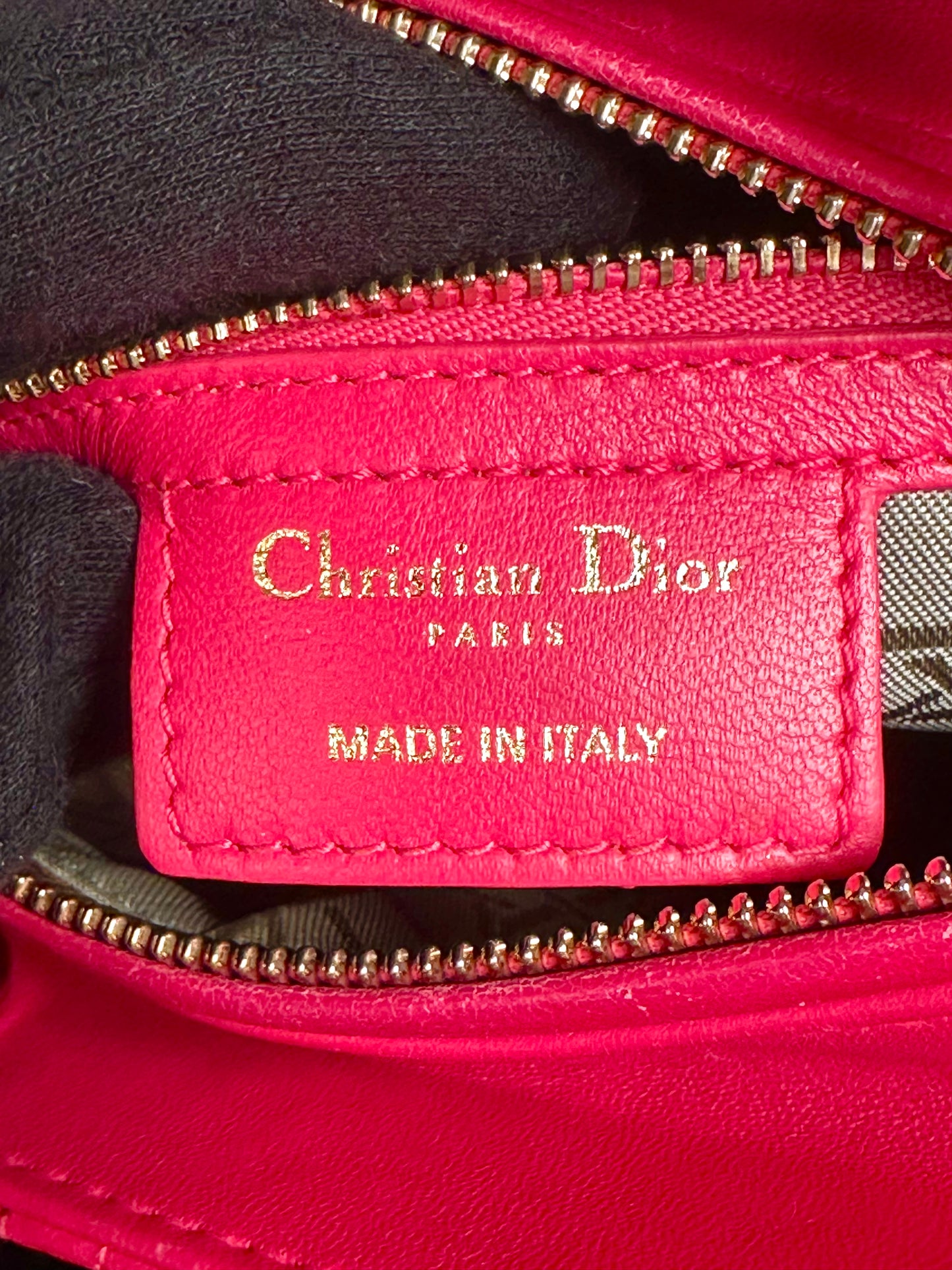 Christian Dior Fuchsia Pink Lambskin Cannage Lady Dior Medium Shoulder Bag