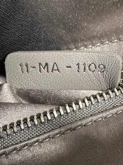 Christian Dior Gray Satin Crystal Cannage Mini Lady Dior Crossbody Bag