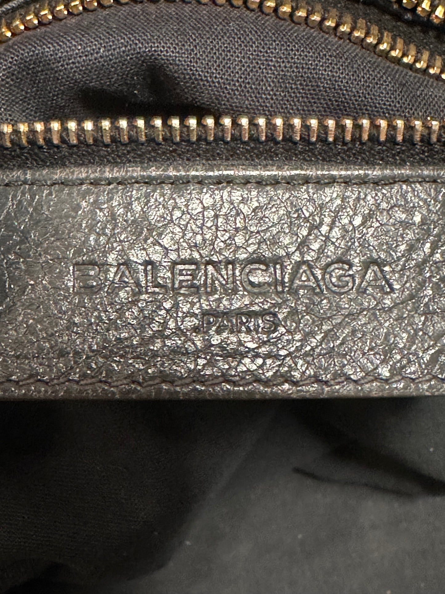 Balenciaga Dark Gray Leather Motocross City Giant Shoulder Bag with Strap