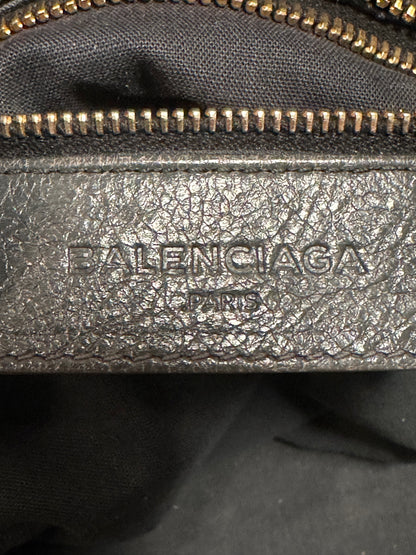 Balenciaga Dark Gray Leather Motocross City Giant Shoulder Bag with Strap