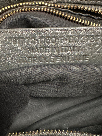 Balenciaga Dark Gray Leather Motocross City Giant Shoulder Bag with Strap