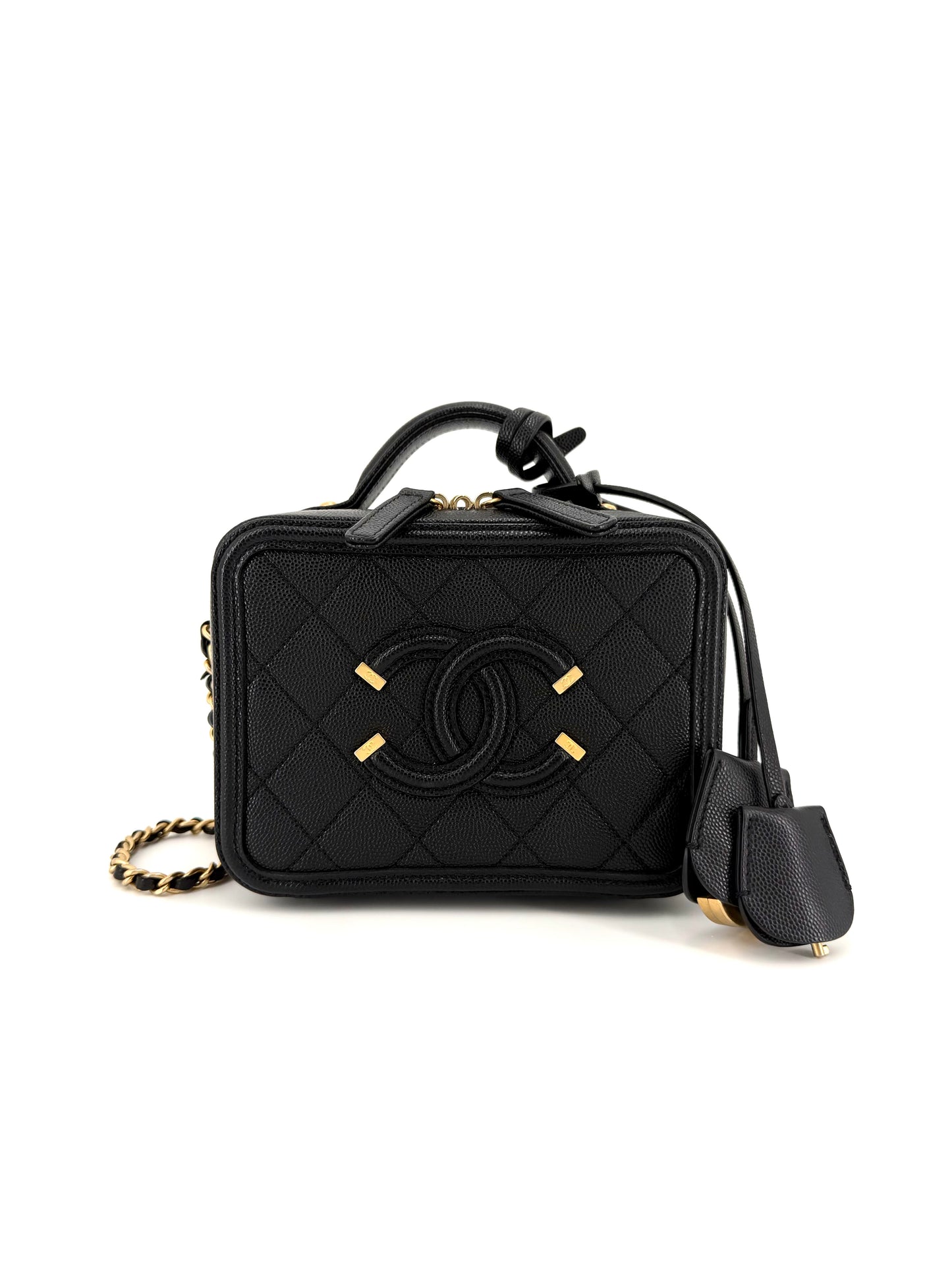 Pre-Owned Chanel Filigree Black Caviar Small Crossbody Bag