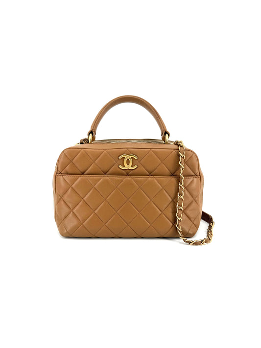 Pre-Owned Chanel Trendy Beige Bowling Bag w/Strap