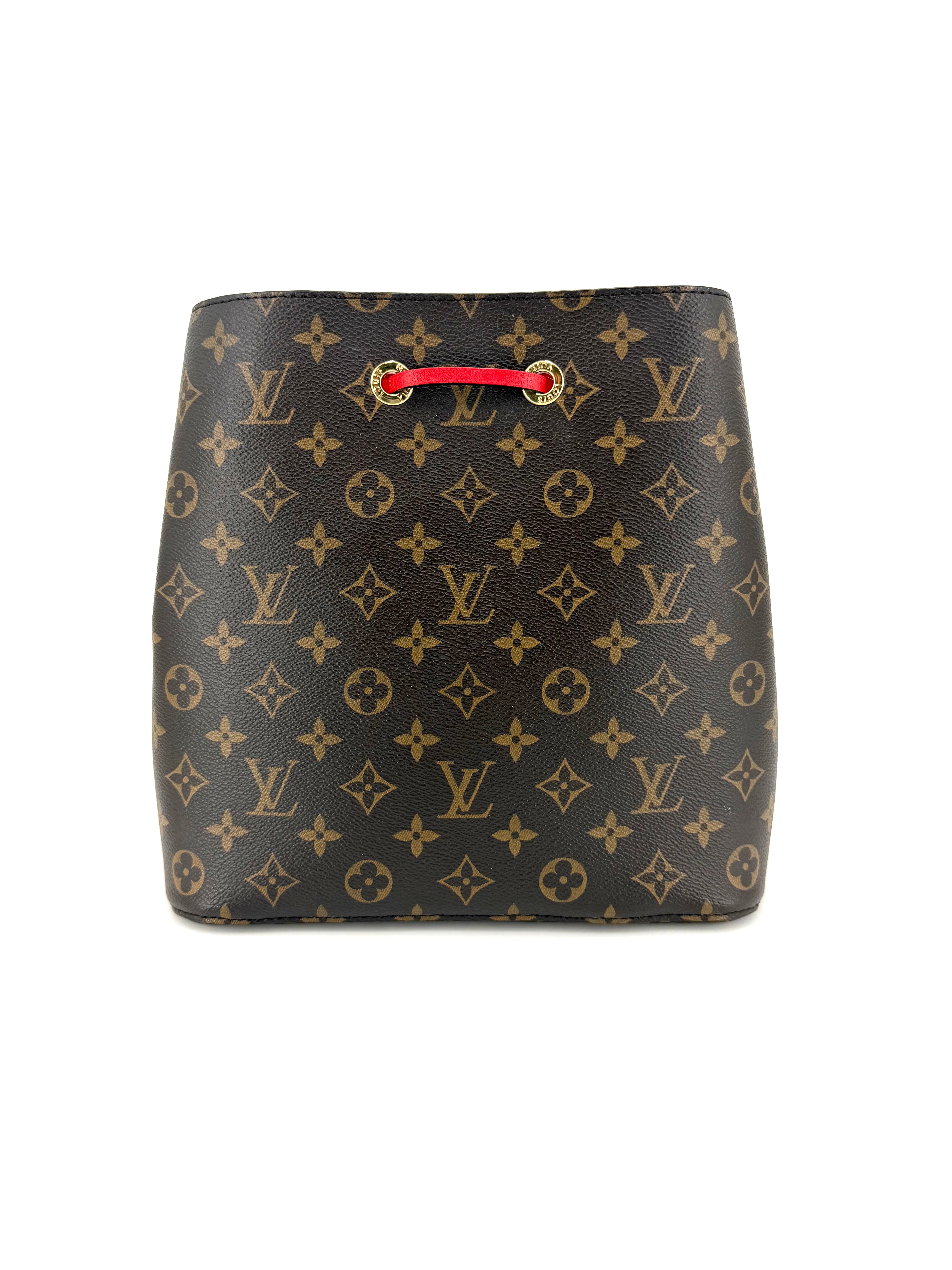 Pre-Owned Louis Vuitton NéoNoé MM Monogram Red Trim Bucket Crossbody Bag