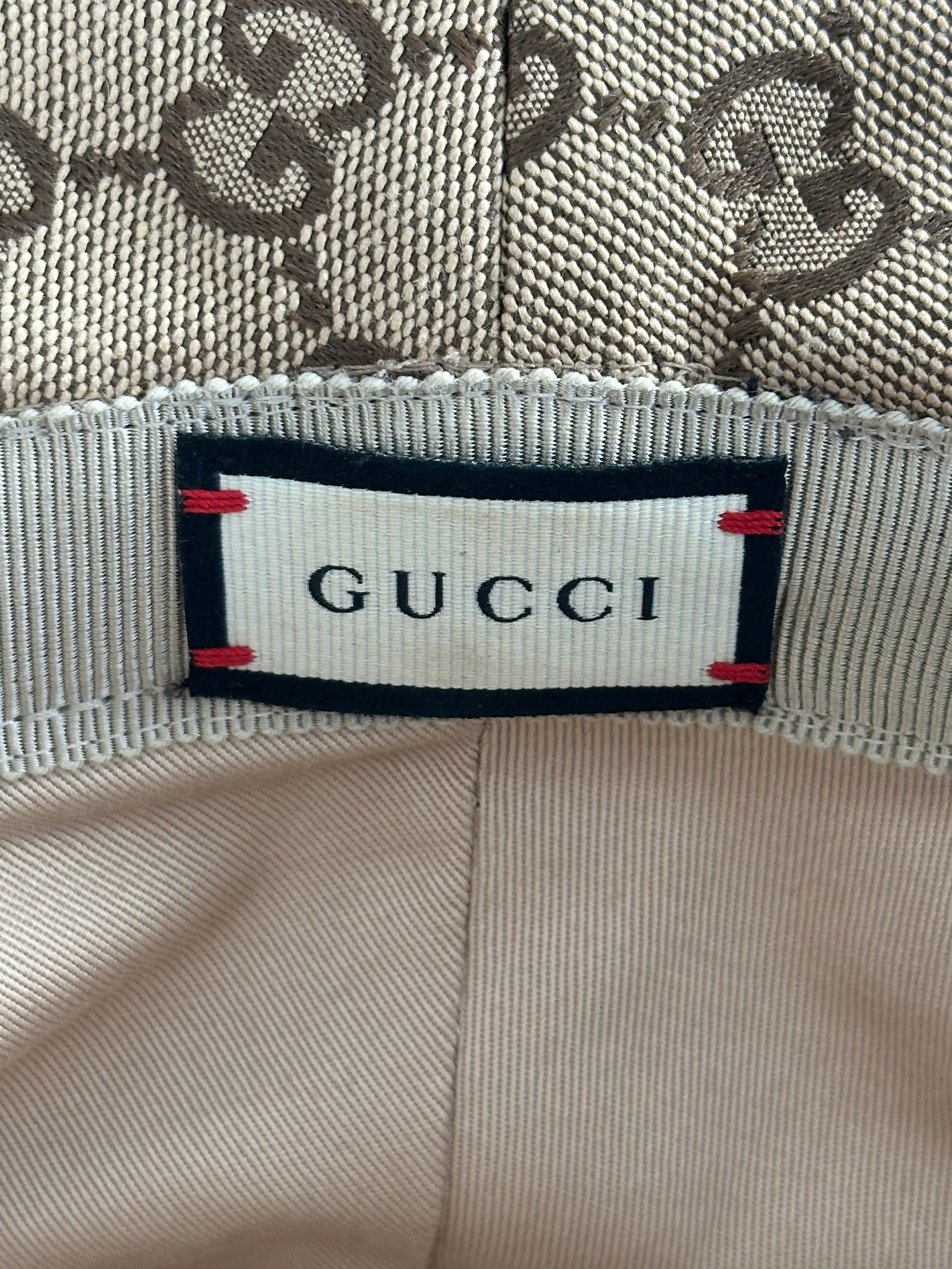 Pre-Owned Gucci GG Beige/Brown Canvas Bucket Hat Size L 59cm