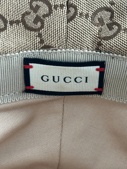 Pre-Owned Gucci GG Beige/Brown Canvas Bucket Hat Size L 59cm