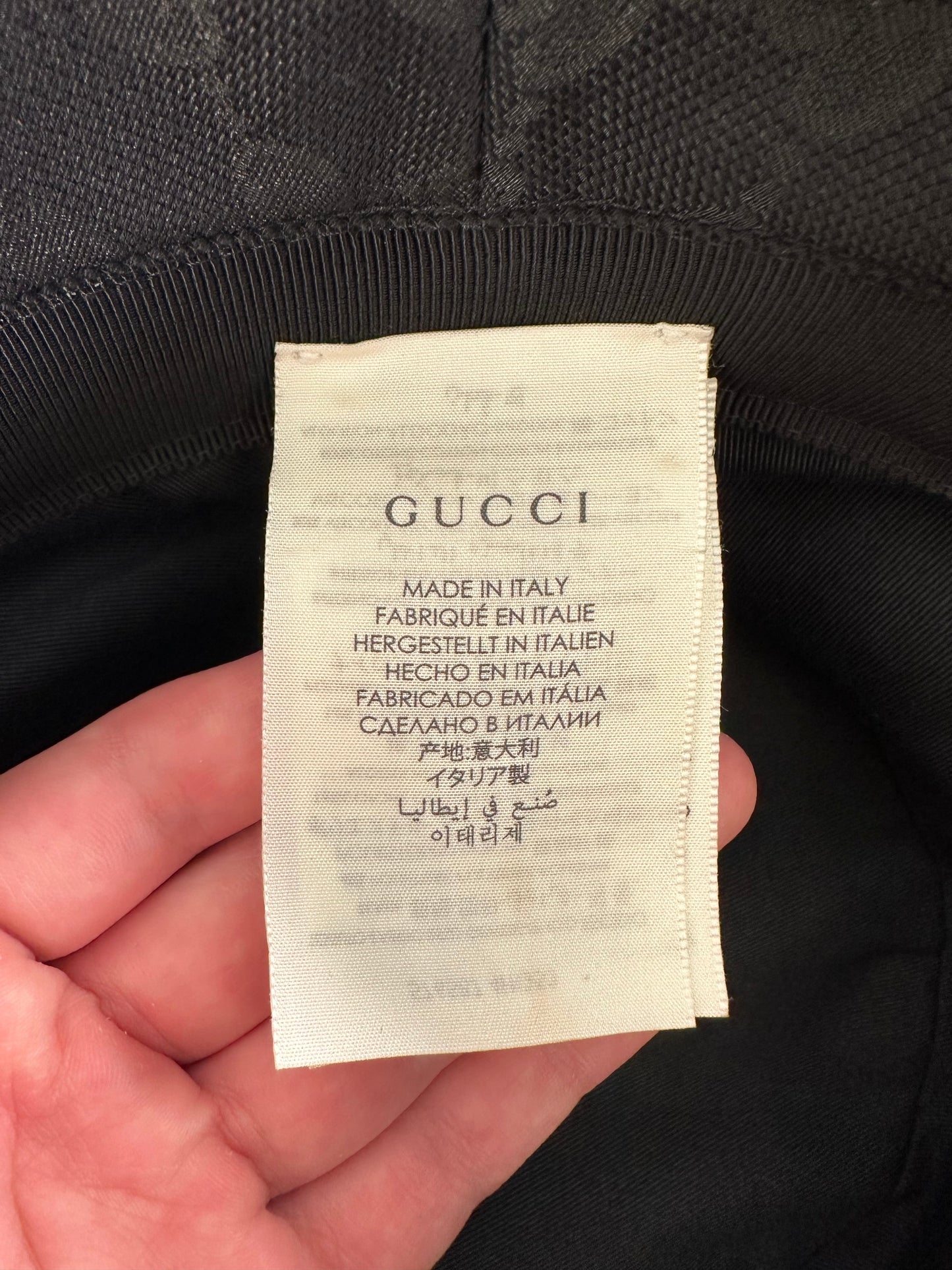 Gucci GG Black Canvas Bucket Hat Size XL 60cm