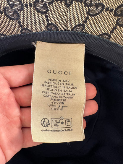 Pre-Owned Gucci GG Beige/Blue Canvas Bucket Hat Size XL 60cm