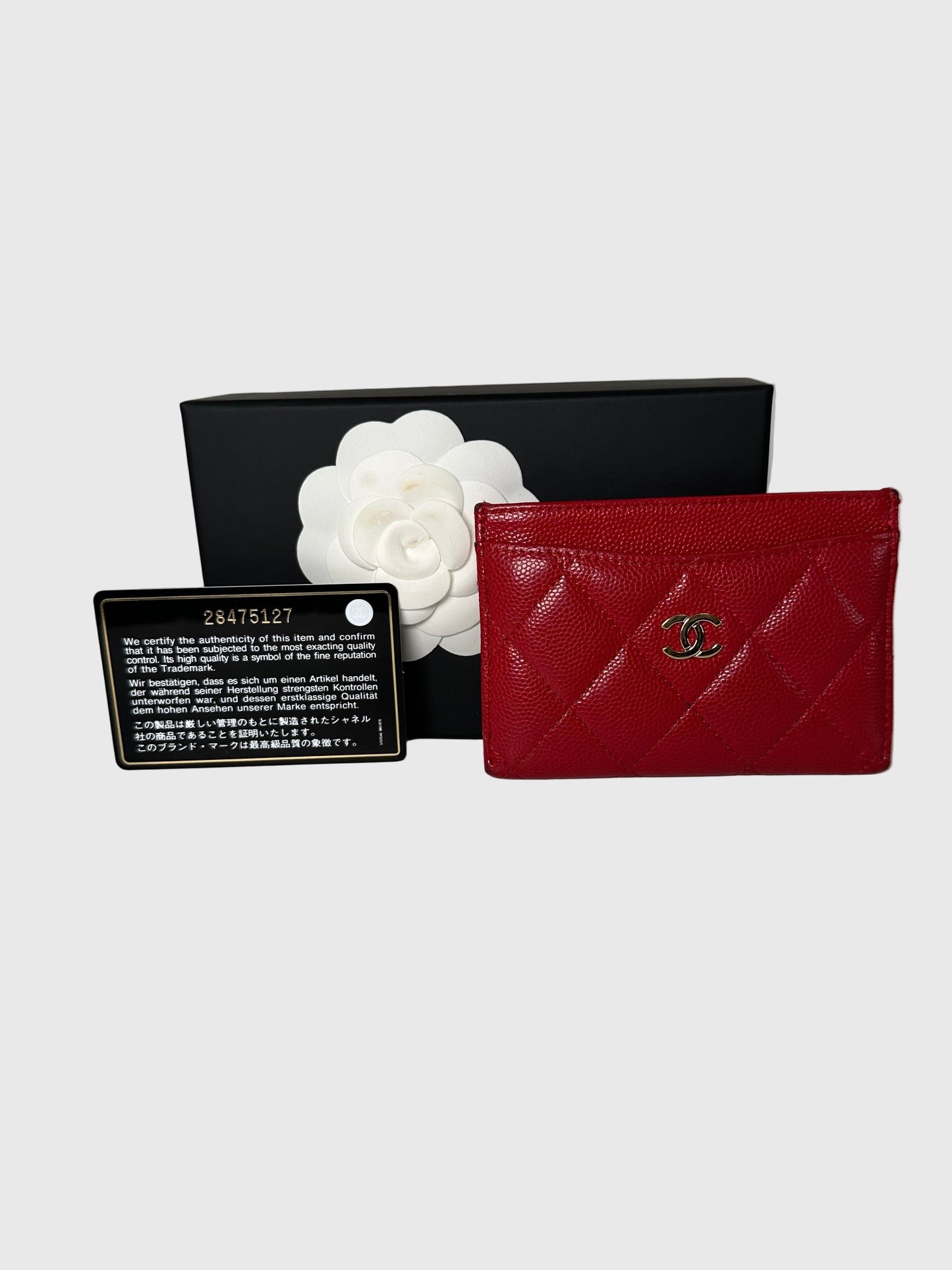 Channel Caviar Leather Red Card Holder