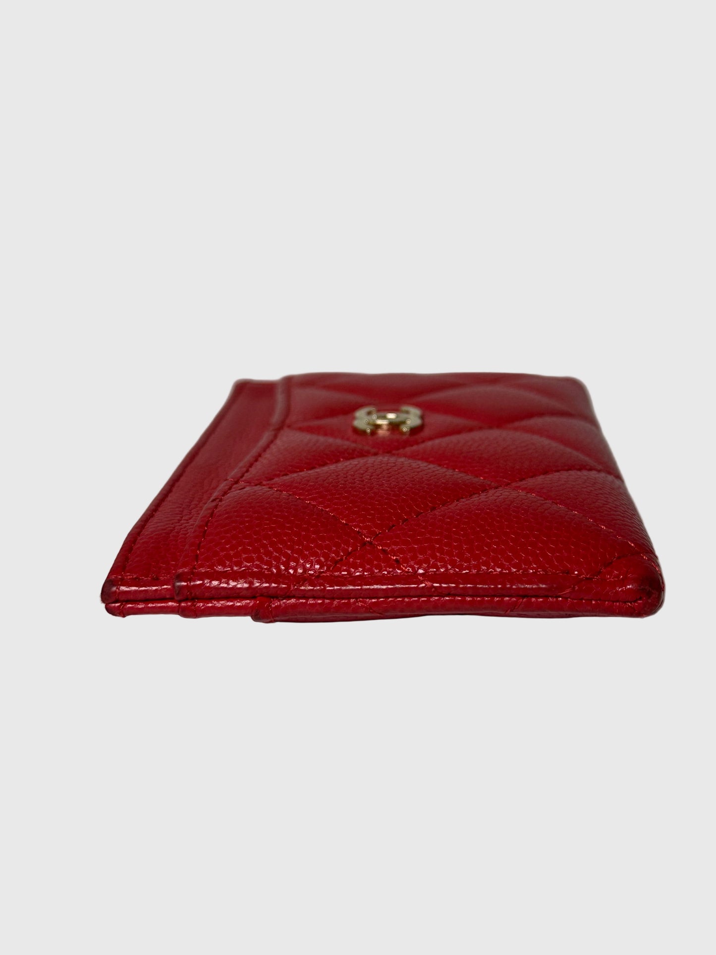 Channel Caviar Leather Red Card Holder