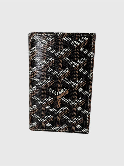 Goyard Saint-Pierre Black and Brown Canvas Leather Card Wallet