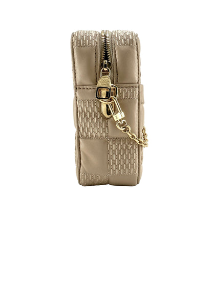 Louis Vuitton Lambskin Damier Quilt Troca MM Cashmere Beige Crossbody Bag