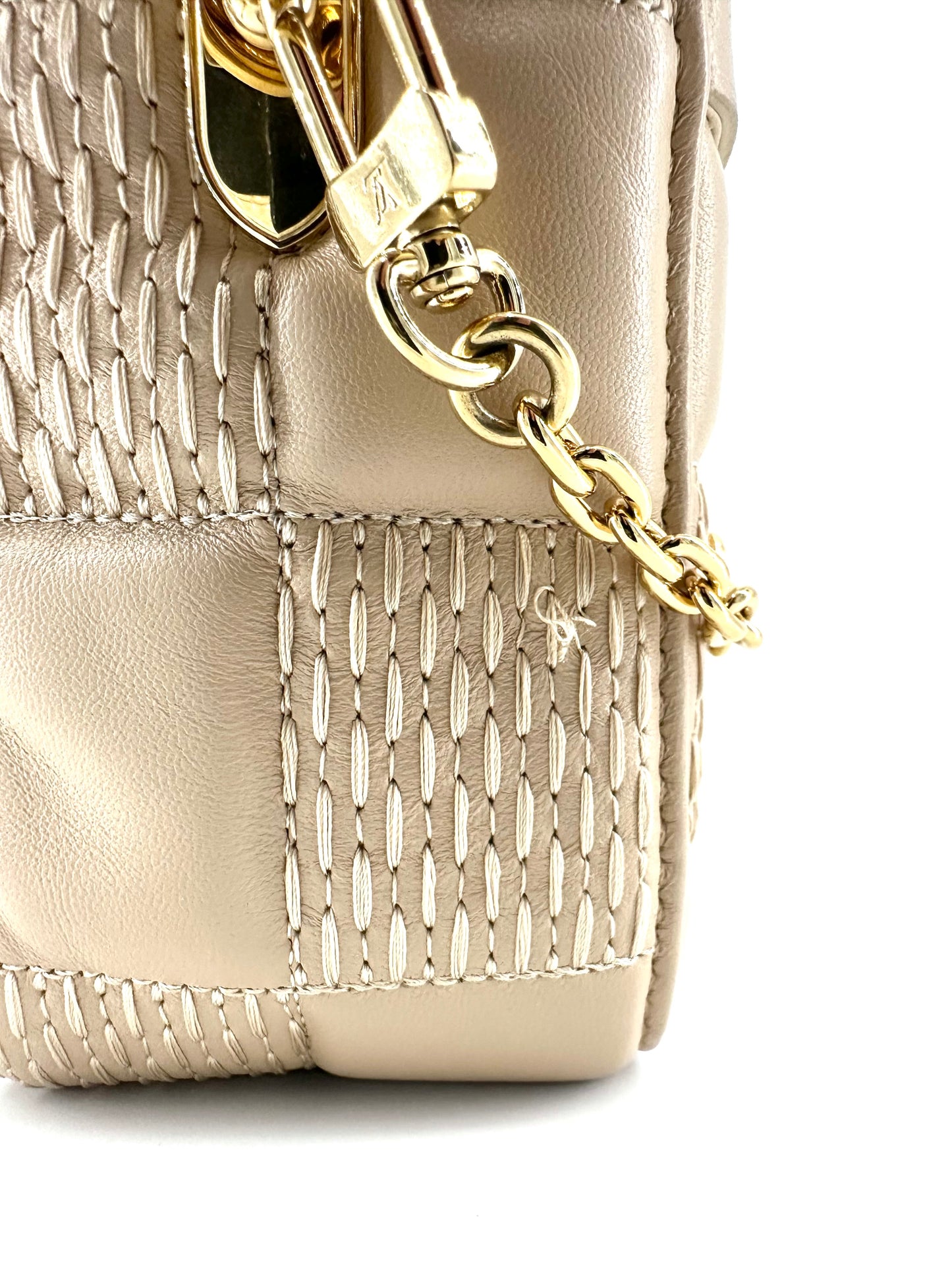 Louis Vuitton Lambskin Damier Quilt Troca MM Cashmere Beige Crossbody Bag