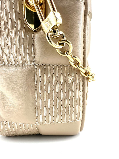 Louis Vuitton Lambskin Damier Quilt Troca MM Cashmere Beige Crossbody Bag