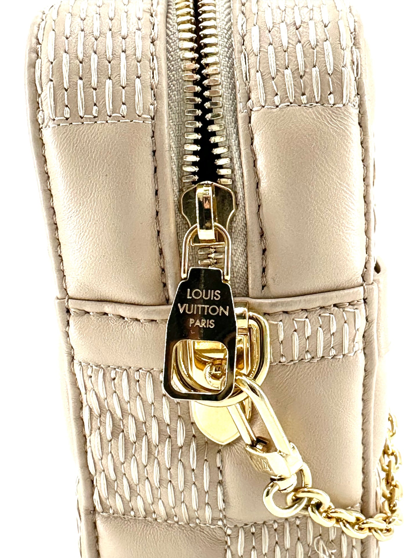 Louis Vuitton Lambskin Damier Quilt Troca MM Cashmere Beige Crossbody Bag