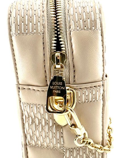 Louis Vuitton Lambskin Damier Quilt Troca MM Cashmere Beige Crossbody Bag