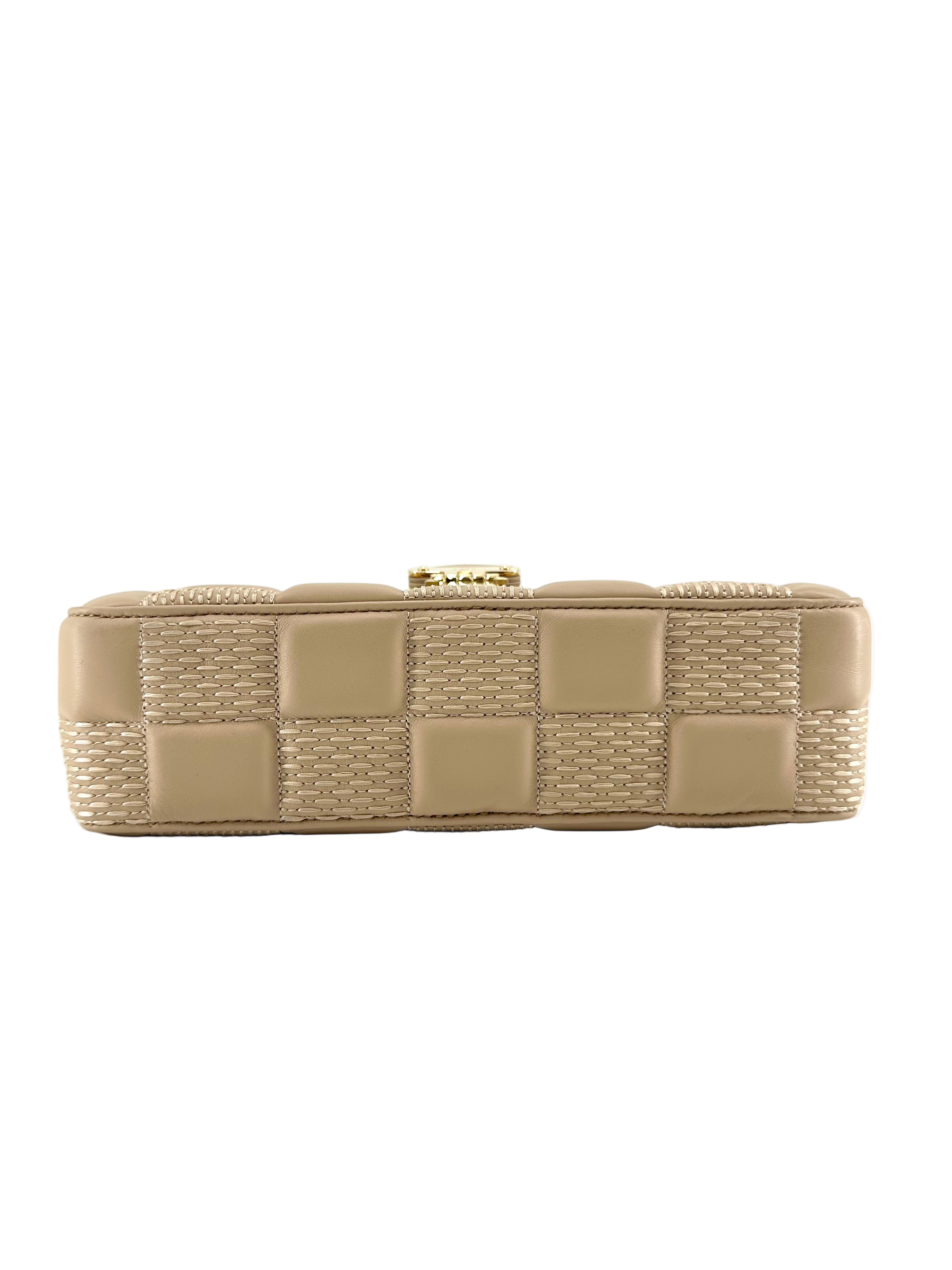 Louis Vuitton Lambskin Damier Quilt Troca MM Cashmere Beige Crossbody Bag