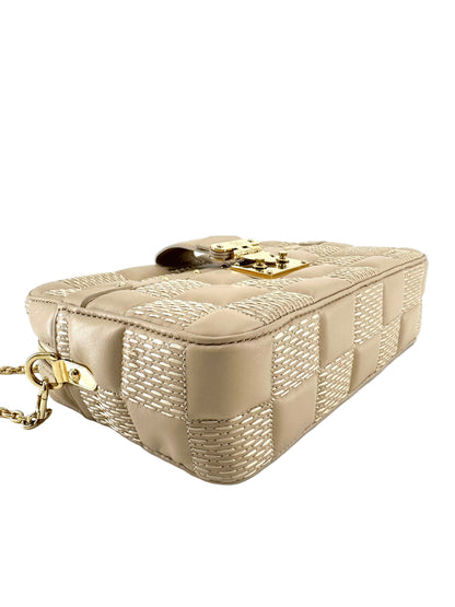 Louis Vuitton Lambskin Damier Quilt Troca MM Cashmere Beige Crossbody Bag