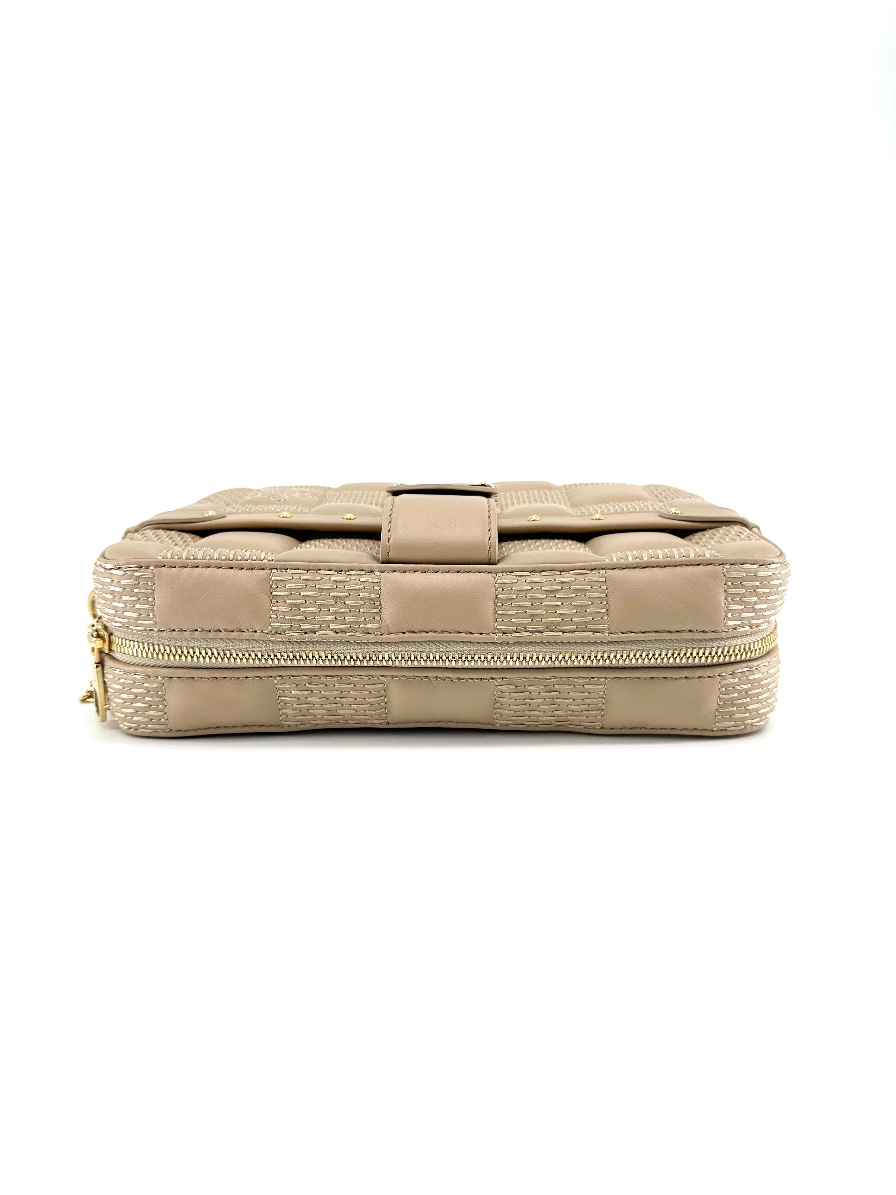 Louis Vuitton Lambskin Damier Quilt Troca MM Cashmere Beige Crossbody Bag