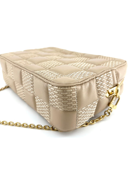 Louis Vuitton Lambskin Damier Quilt Troca MM Cashmere Beige Crossbody Bag
