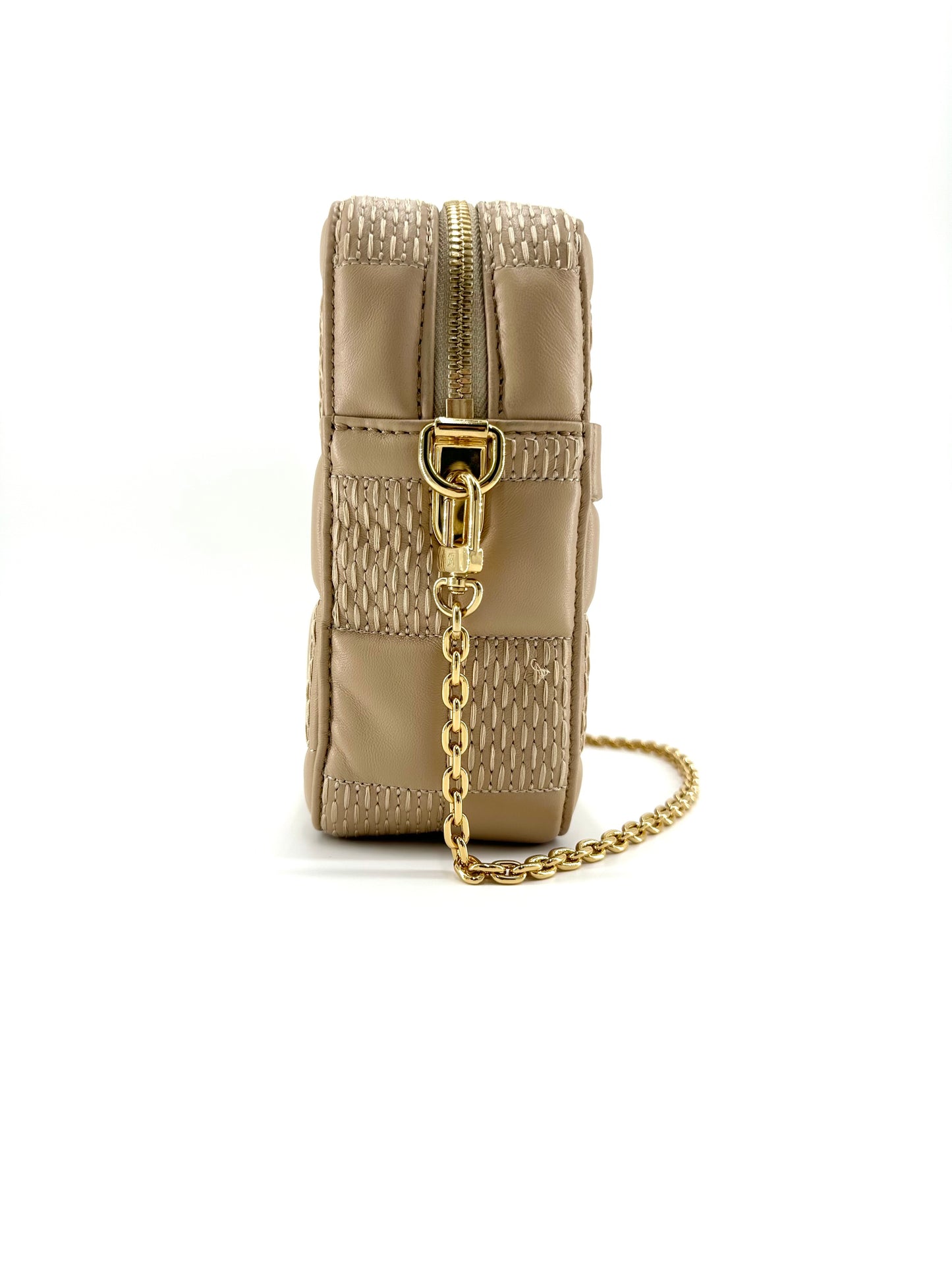 Louis Vuitton Lambskin Damier Quilt Troca MM Cashmere Beige Crossbody Bag