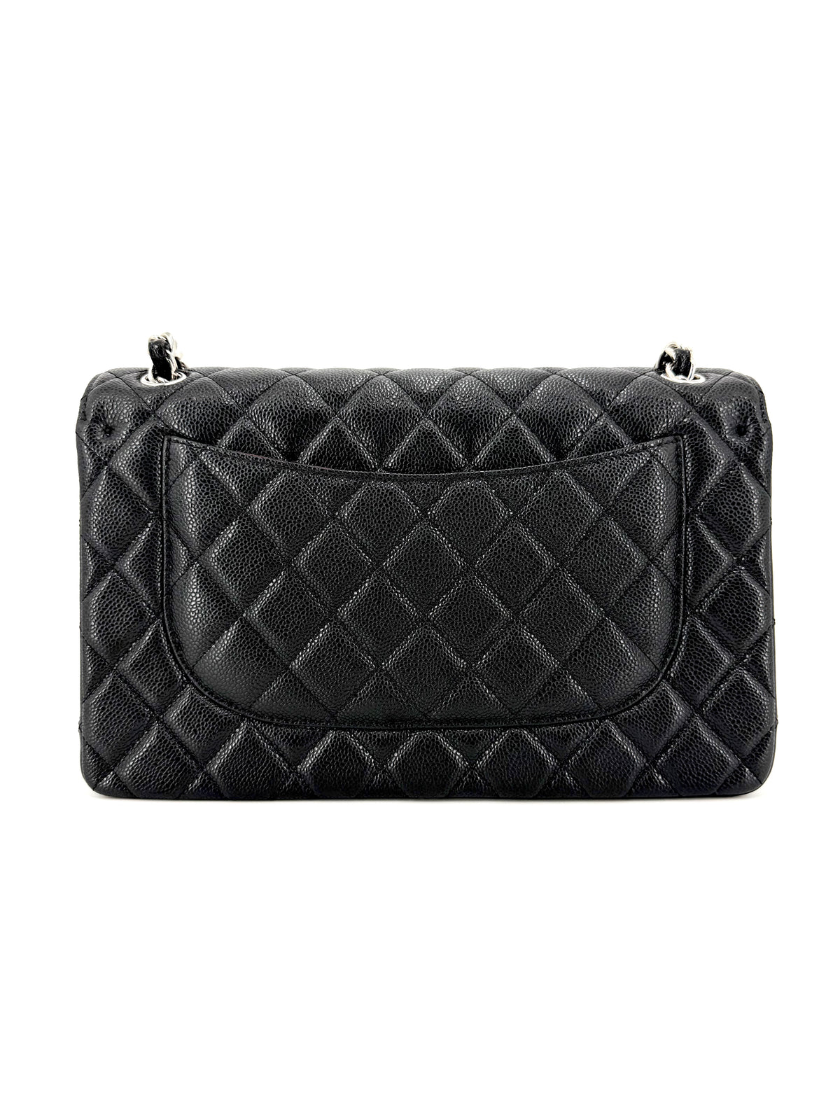 Pre-Owned Chanel Jumbo Double Flap Black Caviar Leather Silver Hardware Bag