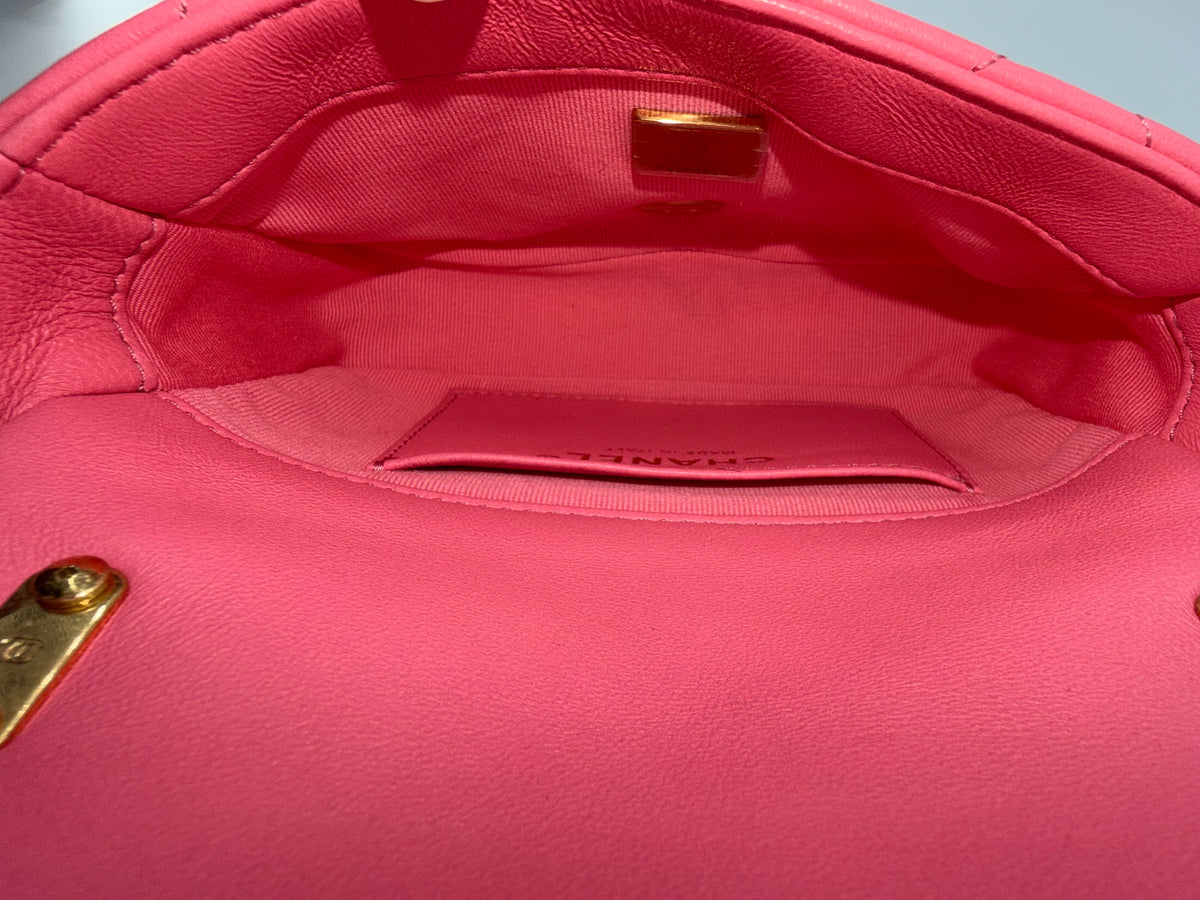 Pre-Owned Chanel Mini Funky Town Flap Bag Pink Lambskin Aged Gold Hardware