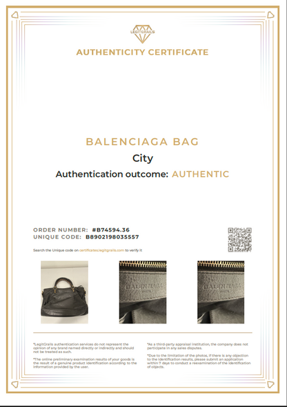 Balenciaga Dark Gray Leather Motocross City Giant Shoulder Bag with Strap