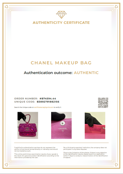 Chanel Pink Iridescent Quilted Patent Leather Hook Card Holder