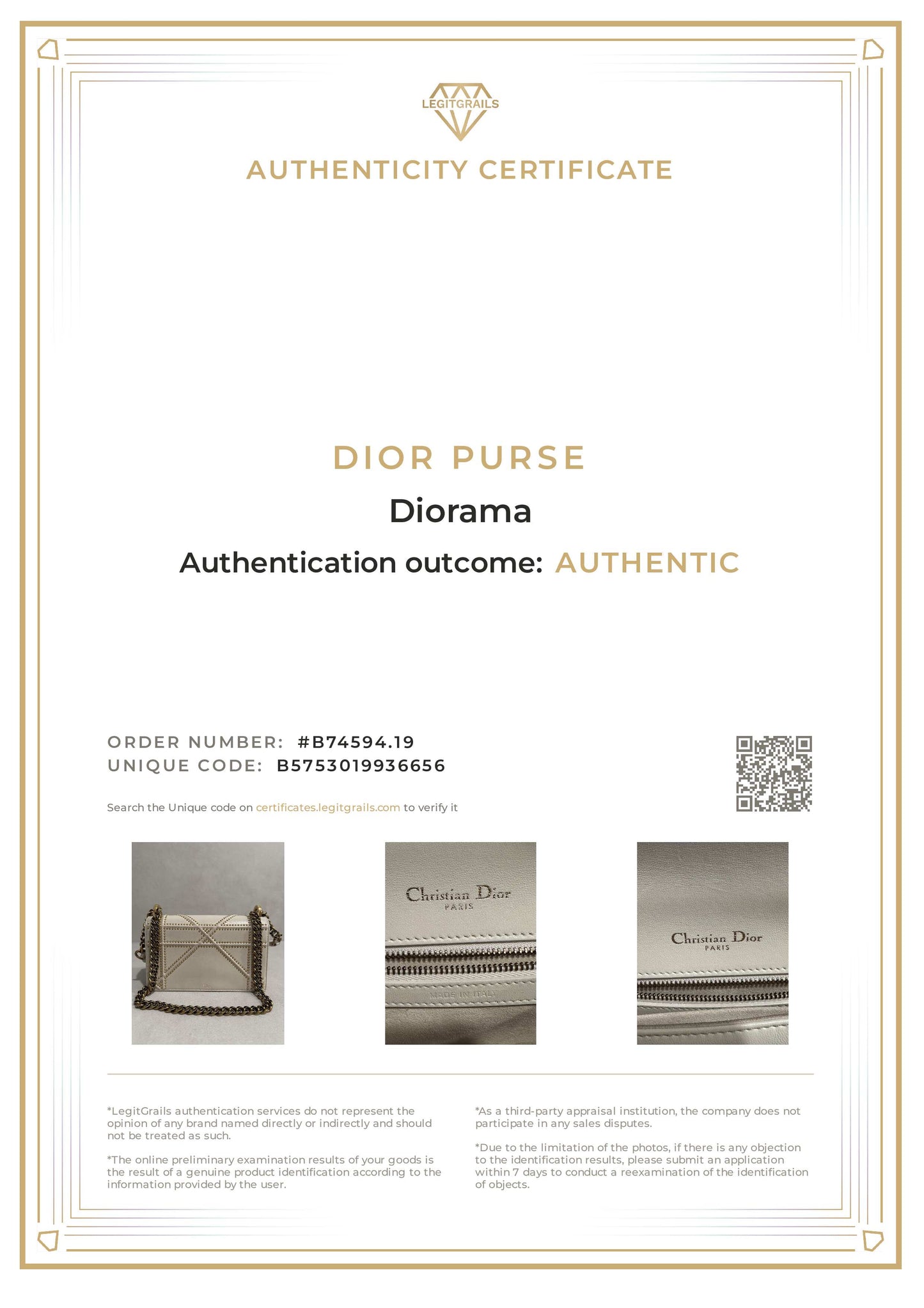 Christian Dior Cream Lambskin Studded Diorama Small Crossbody Bag
