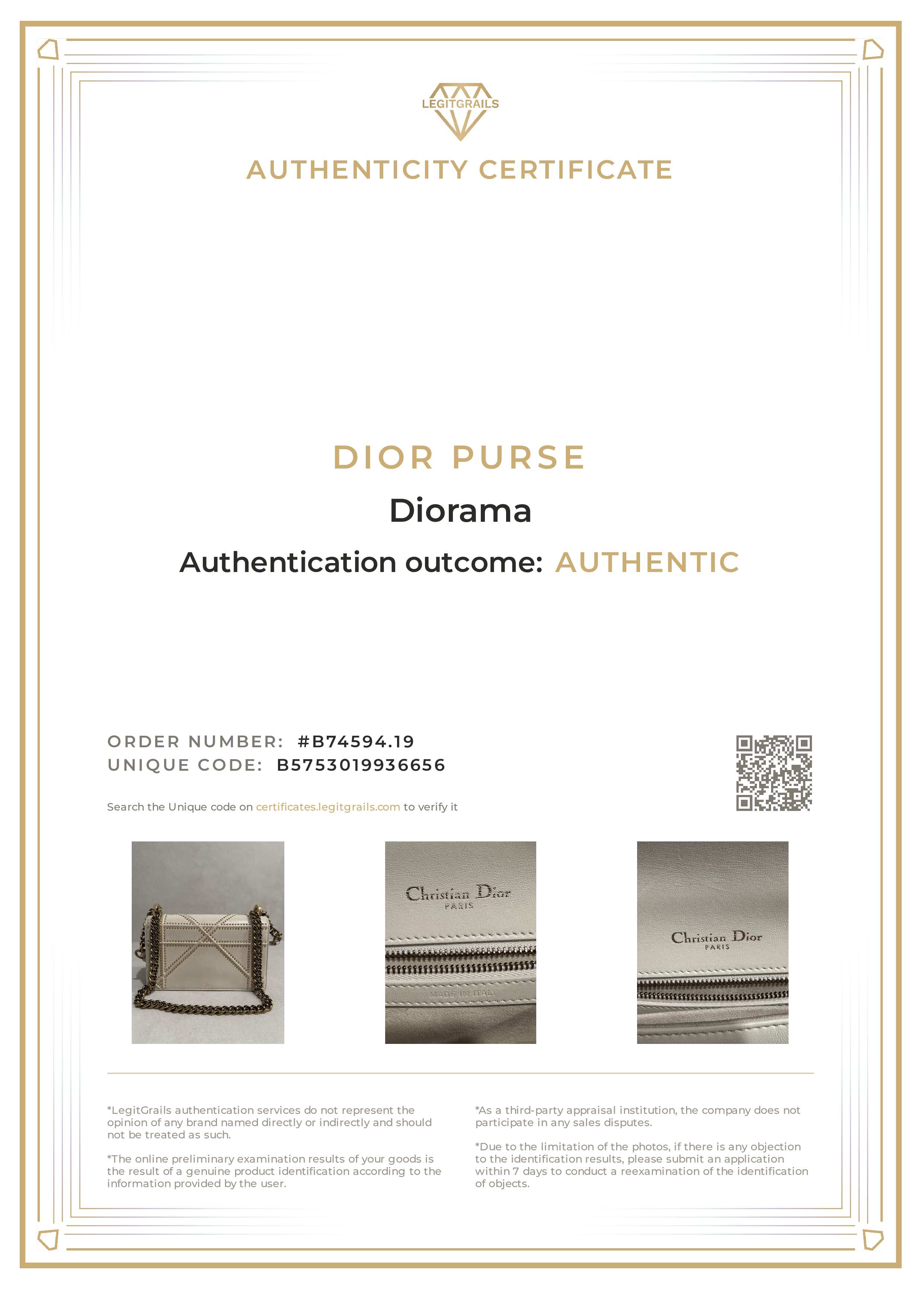 Christian Dior Cream Lambskin Studded Diorama Small Crossbody Bag