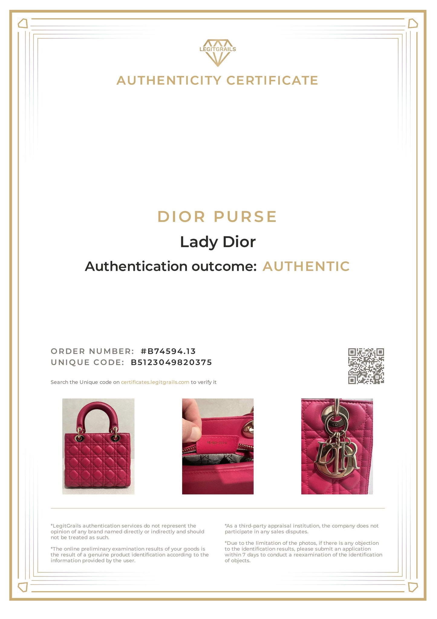 Christian Dior Fuchsia Pink Lambskin Cannage Lady Dior Medium Shoulder Bag
