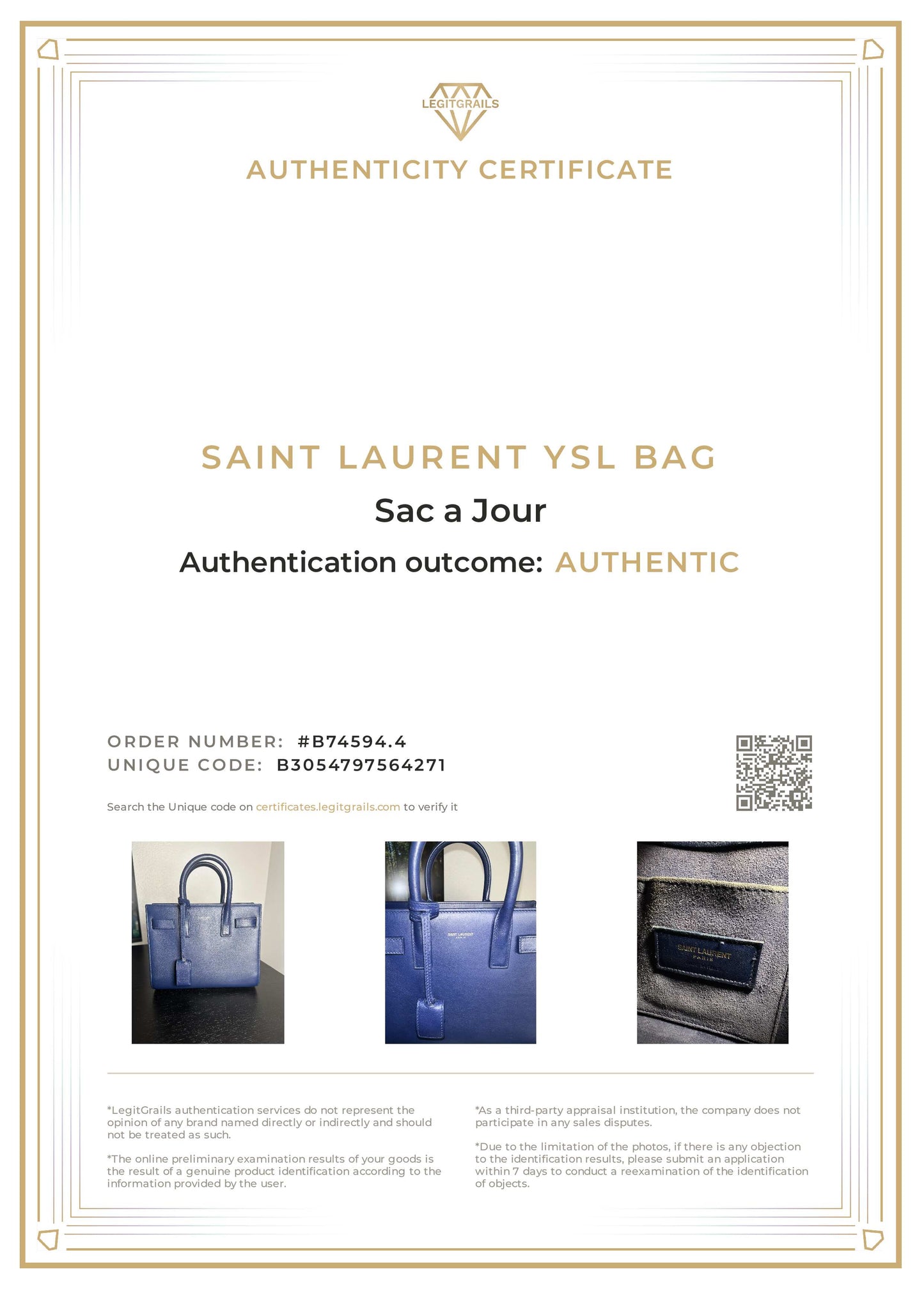 YSL Saint Laurent Navy Sac De Jour Crossbody Mini Bag