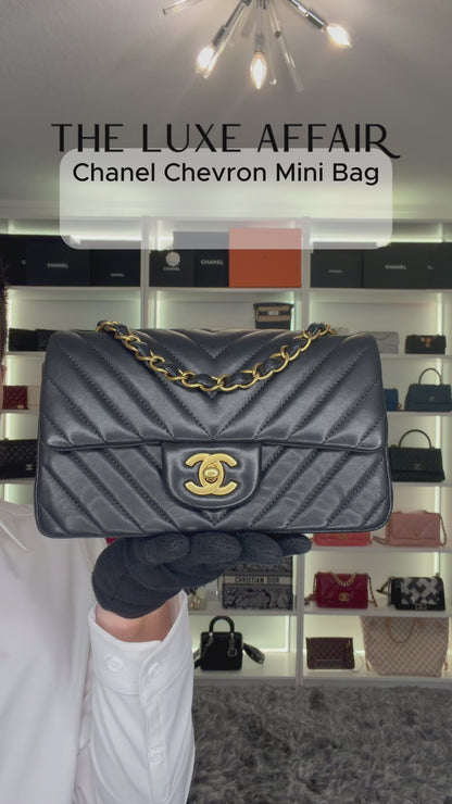 Pre-Owned Chanel Mini Classic Flap Chevron Crossbody Bag