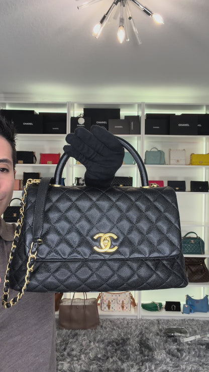 Pre-Owned Chanel Coco Handle Black Caviar Shoulder Bag