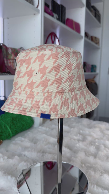 Burberry Women's Small Houndstooth Bucket Hat Sherbet