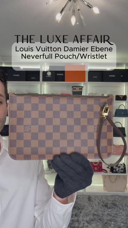 Pre-Owned Louis Vuitton Neverfull Damier Ebene Wristlet/Pouch