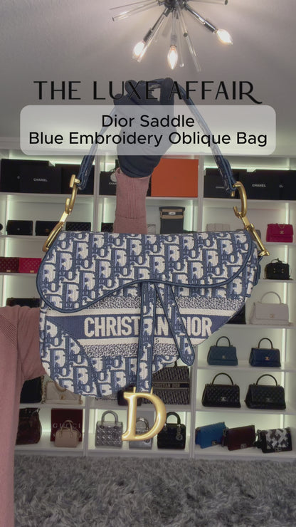 Pre-Owned Dior Oblique Saddle (2024 Model) Embroidered Shoulder Bag