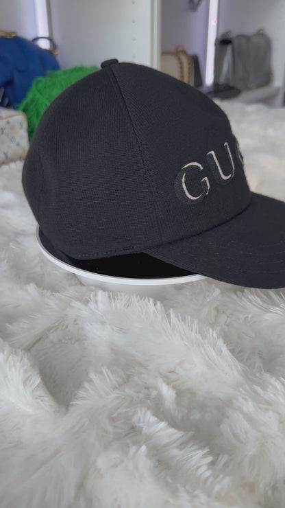Gucci Wool Embroidered - Size M (58cm) - Black Logo Baseball Hat