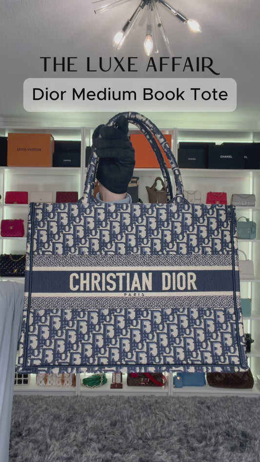 Pre-Owned Dior Oblique Embroidery Medium Book Tote