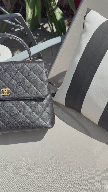 Chanel Vintage Caviar Leather Kelly Bag Black Gold Hardware